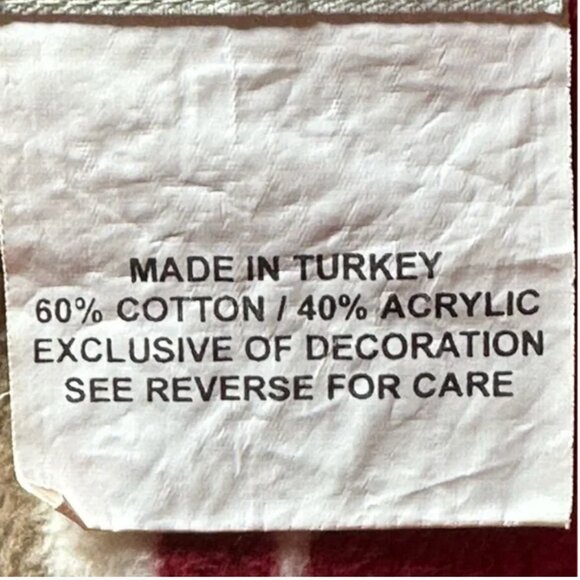 Woolrich Cotton Blend Warm Striped Maroon Tan and White Throw Blanket 54" x 58" - Picture 4 of 5